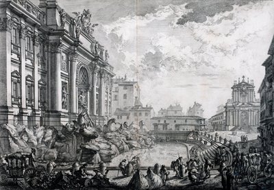 Seitenansicht des Trevi-Brunnens, ehemals die Acqua Vergine aus Vedute di Roma (Ansichten von Rom) von Giovanni Battista Piranesi